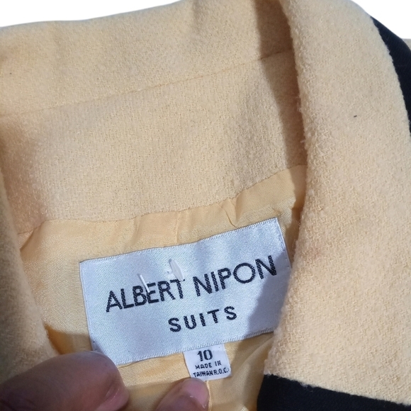 Albert Nipon women's Waist Length Two Tone Wool Nylon Career Blazer Size 10 - Picture 4 of 8